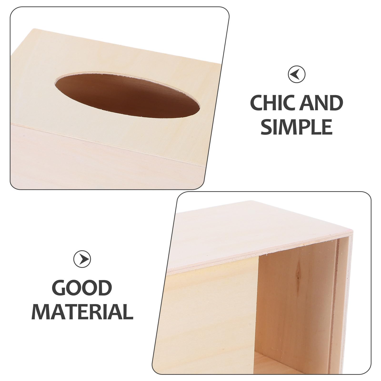 4 Pezzi Scatola Porta Fazzoletti DIY in Legno, Rettangolare Beige