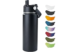 Reusable Water Bottles 18oz with Straw, Stainless Steel Vacuum Insulated Water Bottle,...