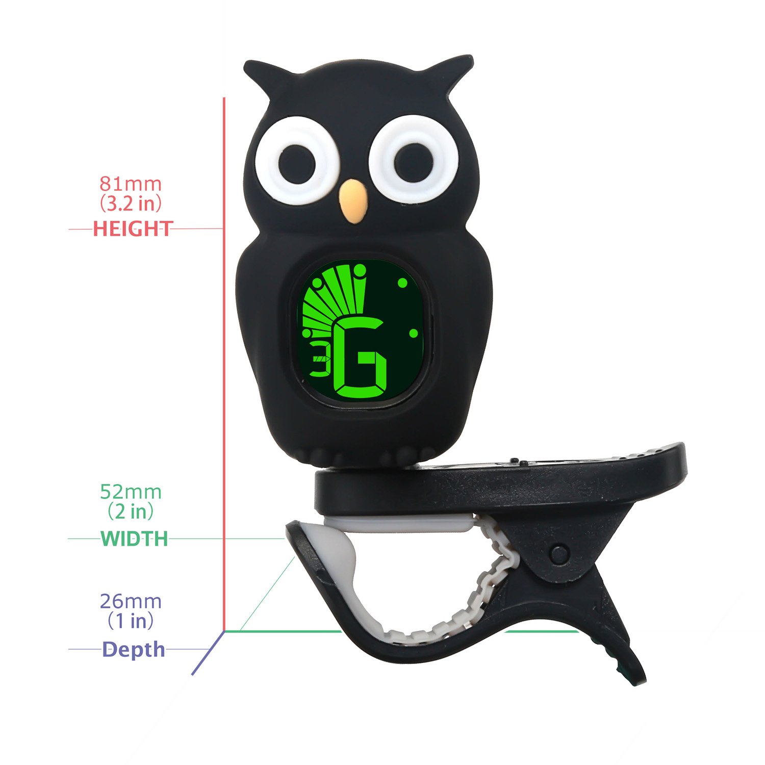 OWL Rinastore clipon accordatore per chitarra basso ukulele e violino