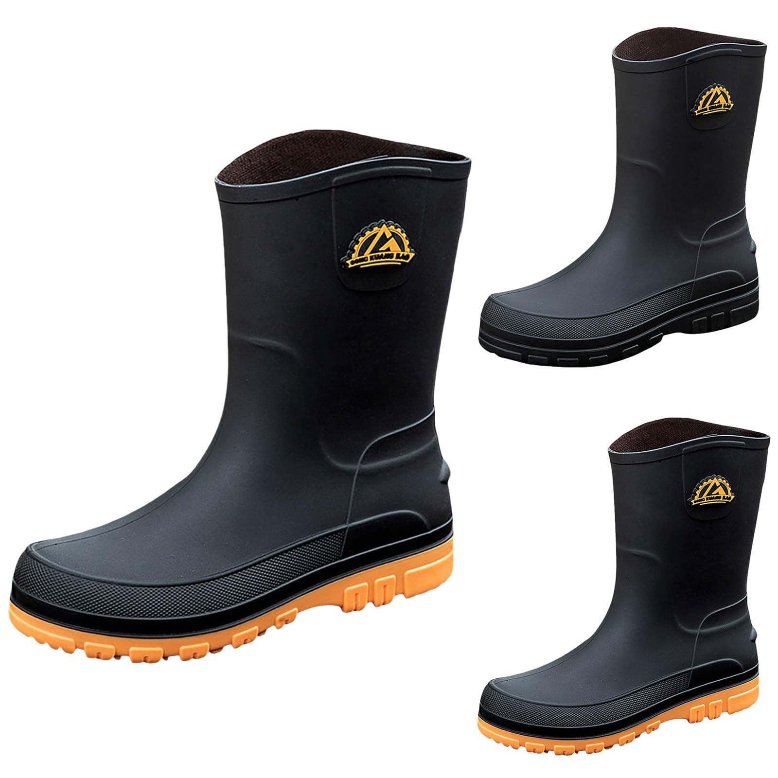 Generisch Stivali di gomma da uomo, a mezza altezza, da lavoro, impermeabili, con suola antiscivolo e protezione dal freddo, da giardino, alla moda, leggeri
