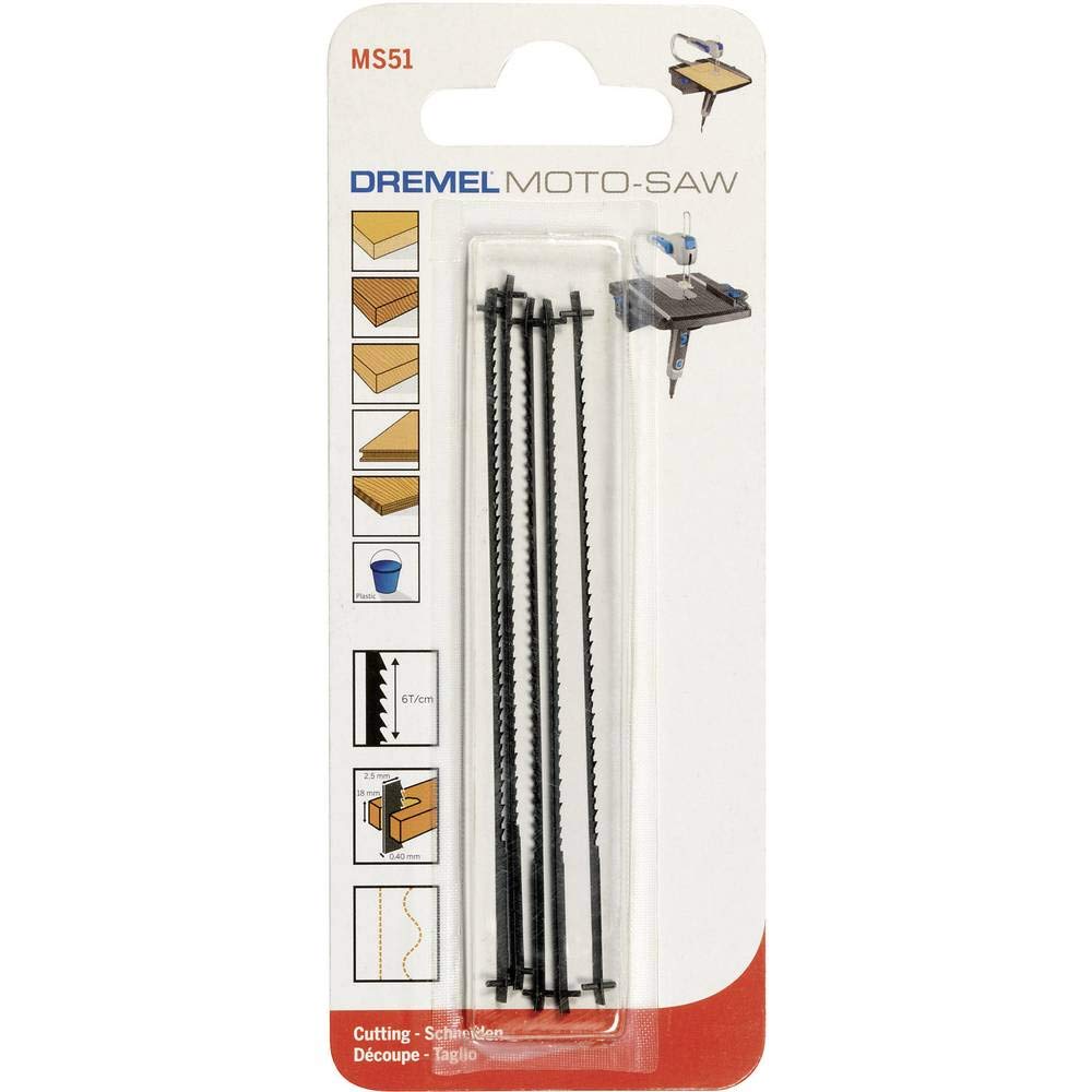 Dremel MS51 Saw Blade 5-pack for Table Saw MS20, Accessory Kit with 5 Saw Blades, 18 mm Cutting Depth for Woodworking