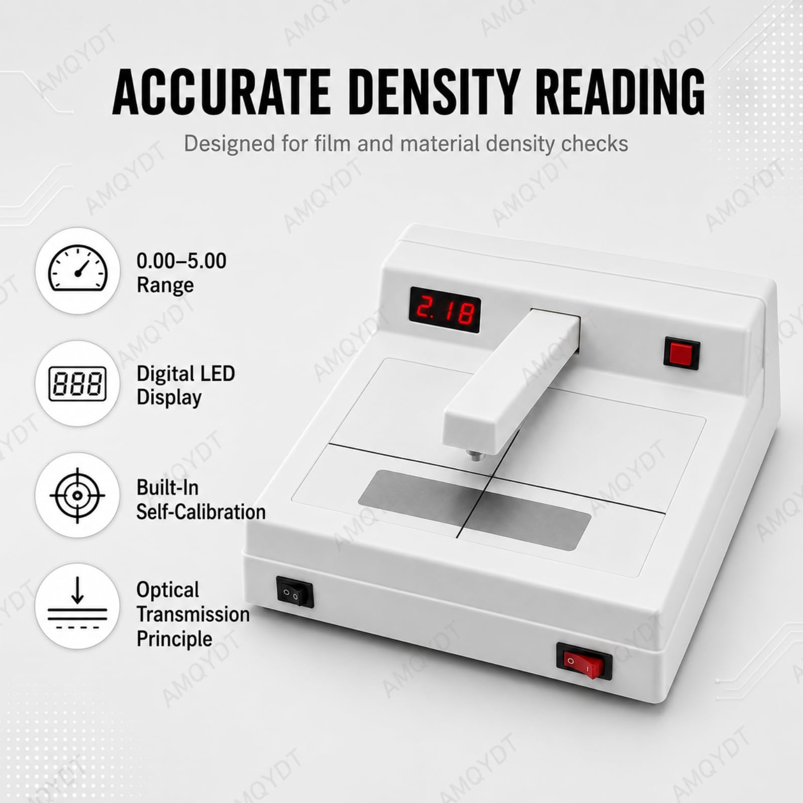 Densitómetro Digital De Transmisión, Densitómetro En Blanco Y Negro con Rango De 0 A 5,0 D, Apertura De 2 Mm, Pantalla LCD Y Software De Calibración para Ensayos No Destructivos (End), Impresión