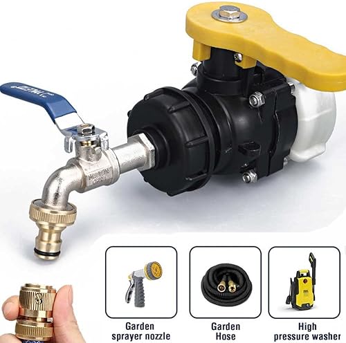 Miniatura 6 de IBC - Grifo adaptador de tanque de mano, adaptador de tanque de agua de 275-330 galones, rosca gruesa S60X6, salida de 12 pulgada, adaptador macho
