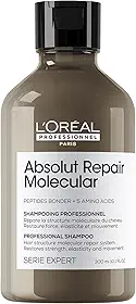L’Oréal Professionnel Shampoo Absolut Repair Molecular, Repara Danos e Restaura Todos os Tipos de Cabelos Danificados, Sem Sulfato, SERIE EXPERT, 300ml