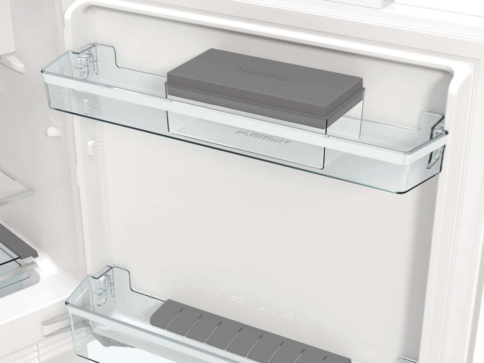 Gorenje RIU609EA1 lodówka stołowa do zabudowy/88 nisz/zawias drzwiowy stały/EEK E/138 litrów/SuperCool/cyfrowy wskaźnik temperatury/oświetlenie LED/wymienne zawiasy drzwiowe/wys. x szer. x gł.: 81,8 x