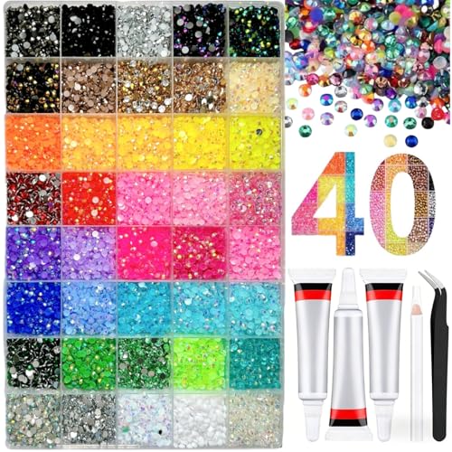 Strass en Résine Kit, Strass Bedazzling Peut DIY avec Pince à épiler et Colles, Strasse Multicolores Créer des Bijoux Eblouissants, Strasse A Coller pour...