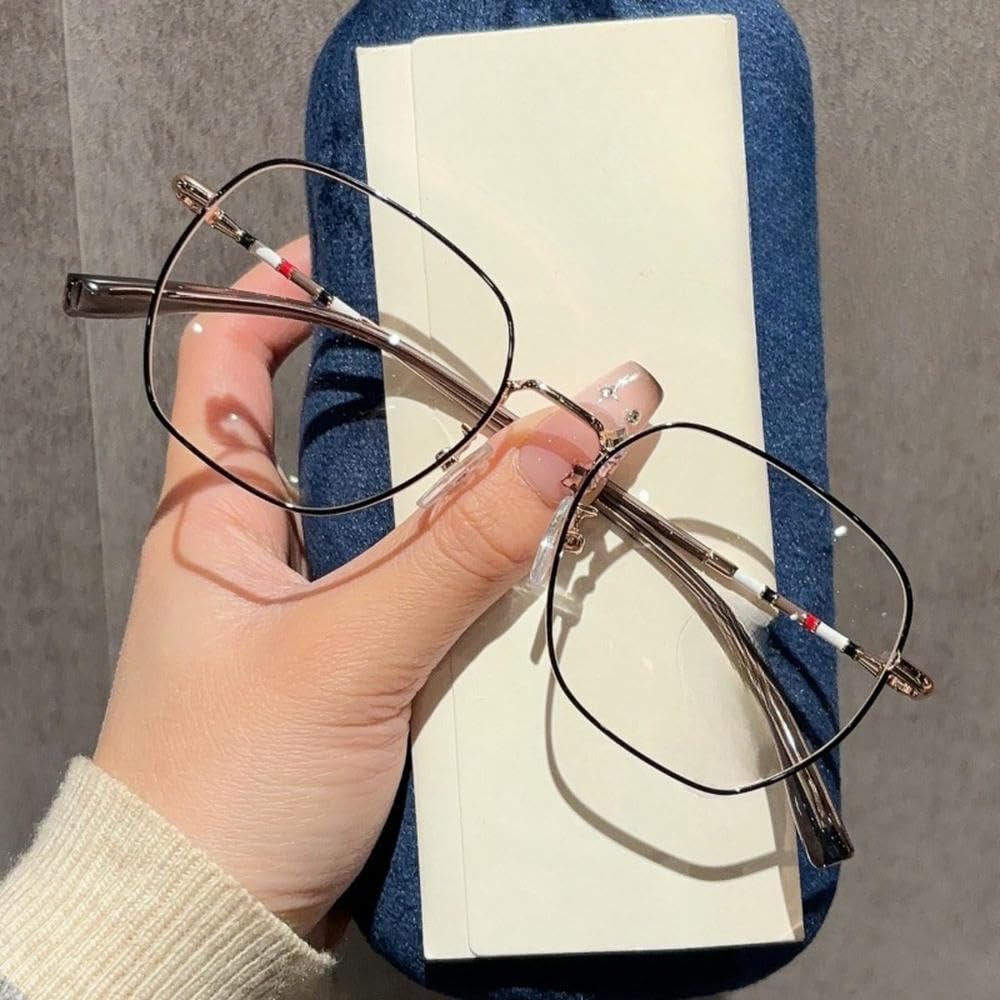 ZBDZSW Duże kwadratowe okulary przeciw niebieskiemu światłu - Elegancka metalowa oprawka, soczewki PC, minimalistyczny design do codziennego noszenia i na imprezy