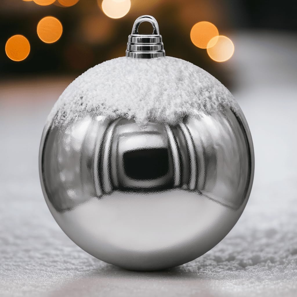 XXL Weihnachtskugeln 1 Stück - Christbaumkugeln - bruchsicher und stoßfester - Christbaumschmuck Ø 30cm Baumschmuck Weihnachten Deko - Silber glänzend