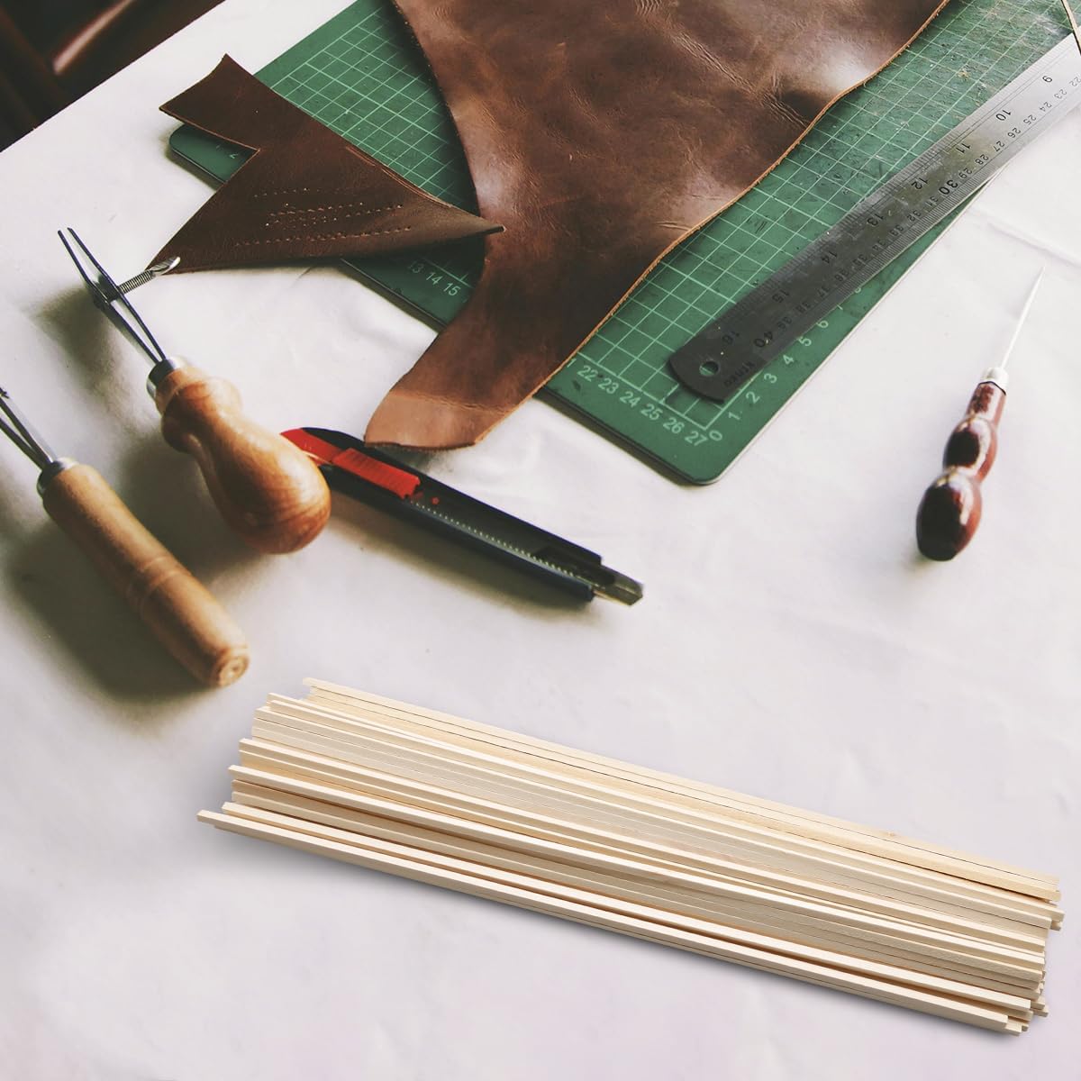 Tabanzhe 100 Pieces Wooden Sticks, Natural Long Square Balsa Wood for Craft DIY - Image 4