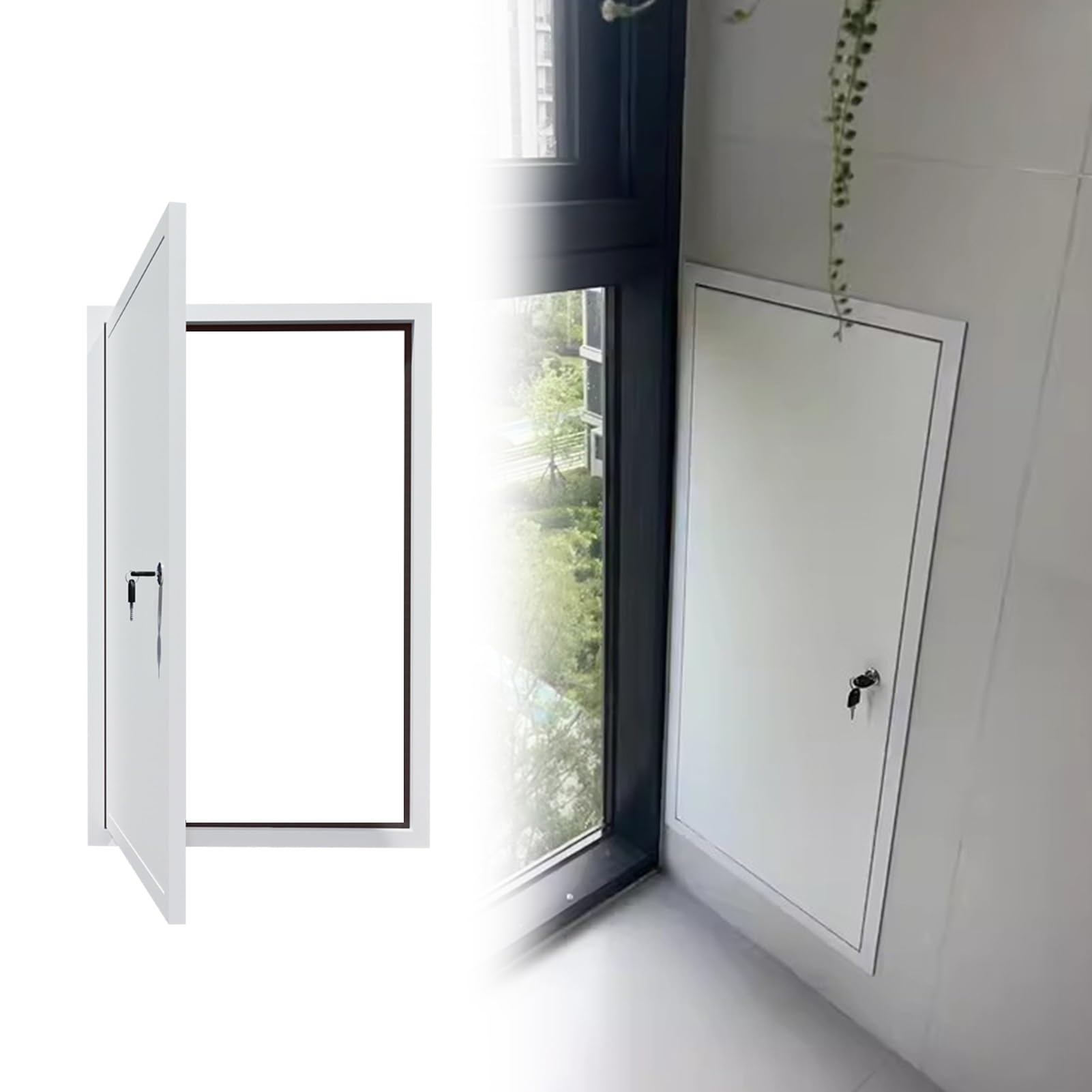 Porte d'accès verrouillable 50x95cm blanche avec isolation phonique et étanchéité