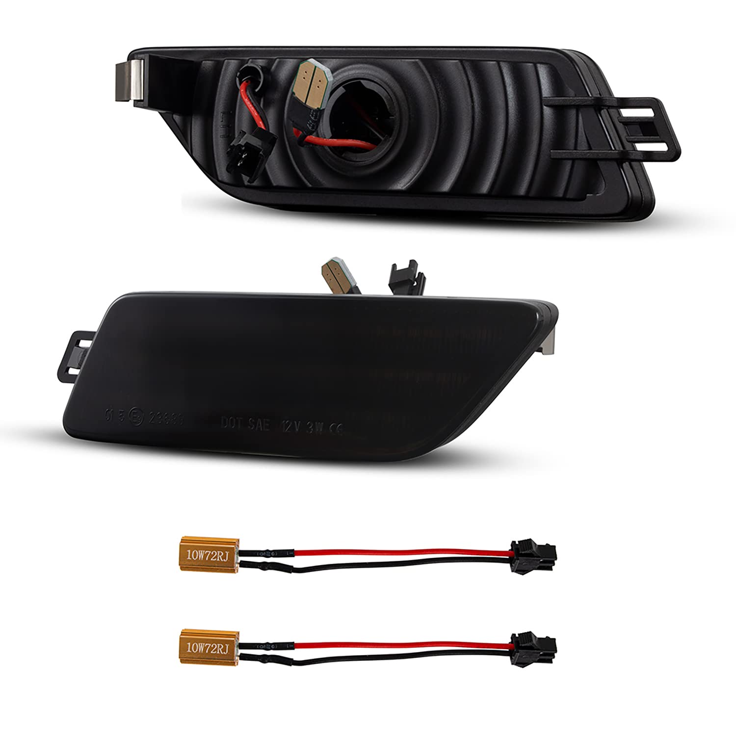 Smoke Lens LED Side Marker Lights For 2014-2022 Porsche Macan - Front Bumper Left & Right With Amber Light - View #2
