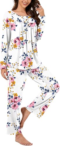 Miniatura 2 de Bestbee Conjunto de pijama para mujer, 2 piezas, conjunto de dormir Y2K para otoño, manga larga, pantalón largo con bolsillos, conjunto de pijama