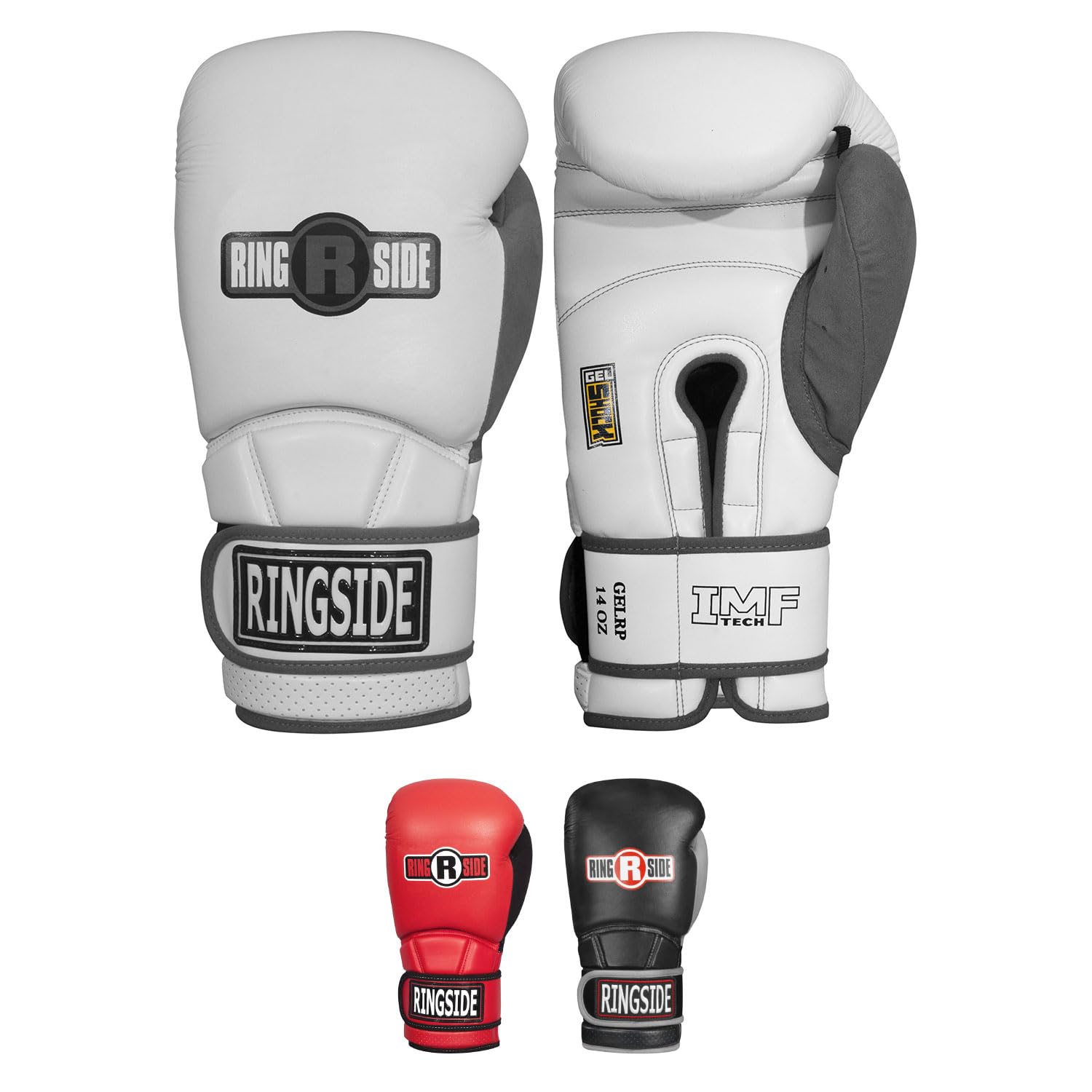 Ringside Gel Shock Safety Boxing Sparring Gloves, 16 oz., White/Gray
