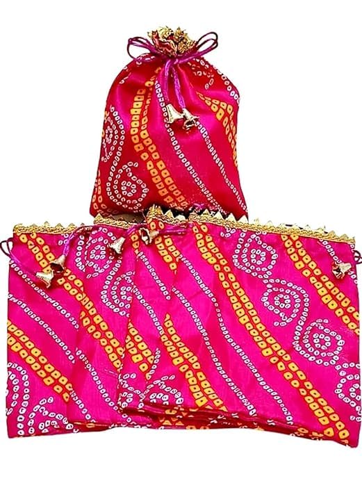 ArtTrails Ethnic Potli Bag I Bandhej with Lace Top Batwa I Traditional Drawstring Closure Potli Purse I Handbag Shagun Pouches for Wedding Diwali Festivals & Return Gifts Women I Pink - 5 Pcs (B0CXPCC9ZH) Amazon Price History, Amazon Price Tracker