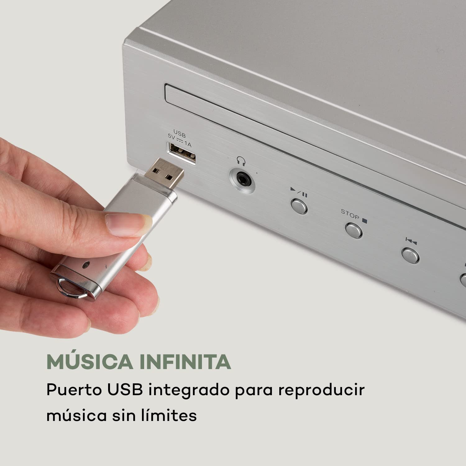 AUNA iTuner CD Receptor HiFi Radio de Internet/Dab+/FM Reproductor de CD WiFi Plata