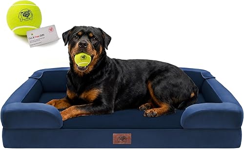 Miniatura 25 de Cama extra grande para perros, cama ortopédica XL de espuma viscoelástica lavable para perros grandes, sofá de mascotas impermeable con reposabrazos