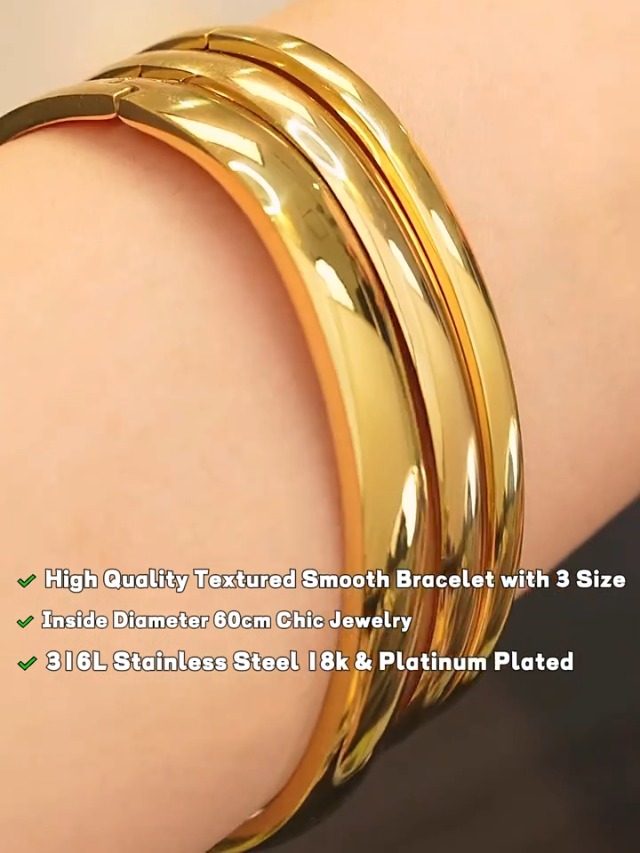 Amazon.com: Mchic 18k Real Gold Bangles: Thin Stainless Steel