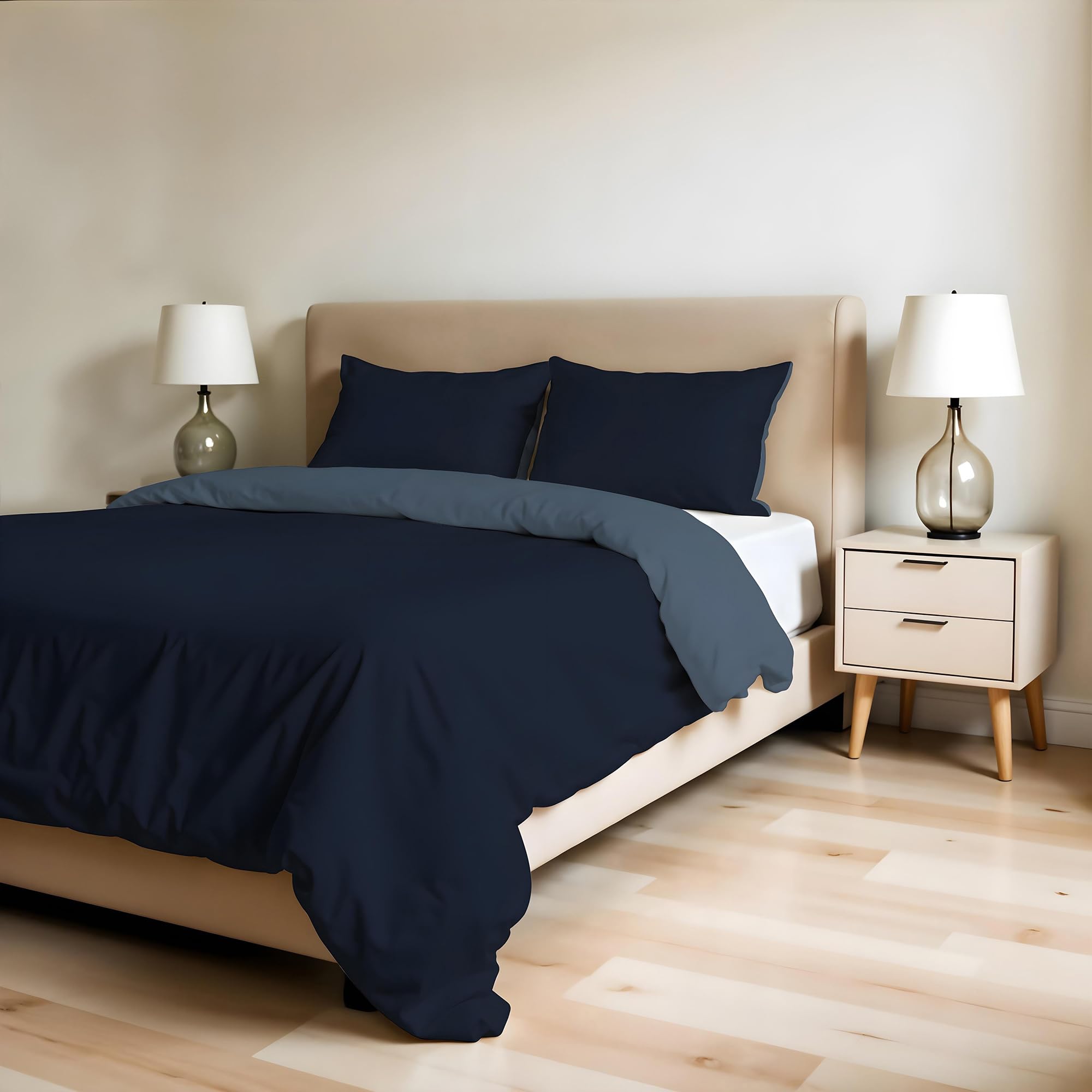 ZOE Double Duvet Cover with Duvet Cover 250 x 200 cm with Flap 50 cm + Pair of Pillowcases 50 x 80 cm Blue Sea/Blue