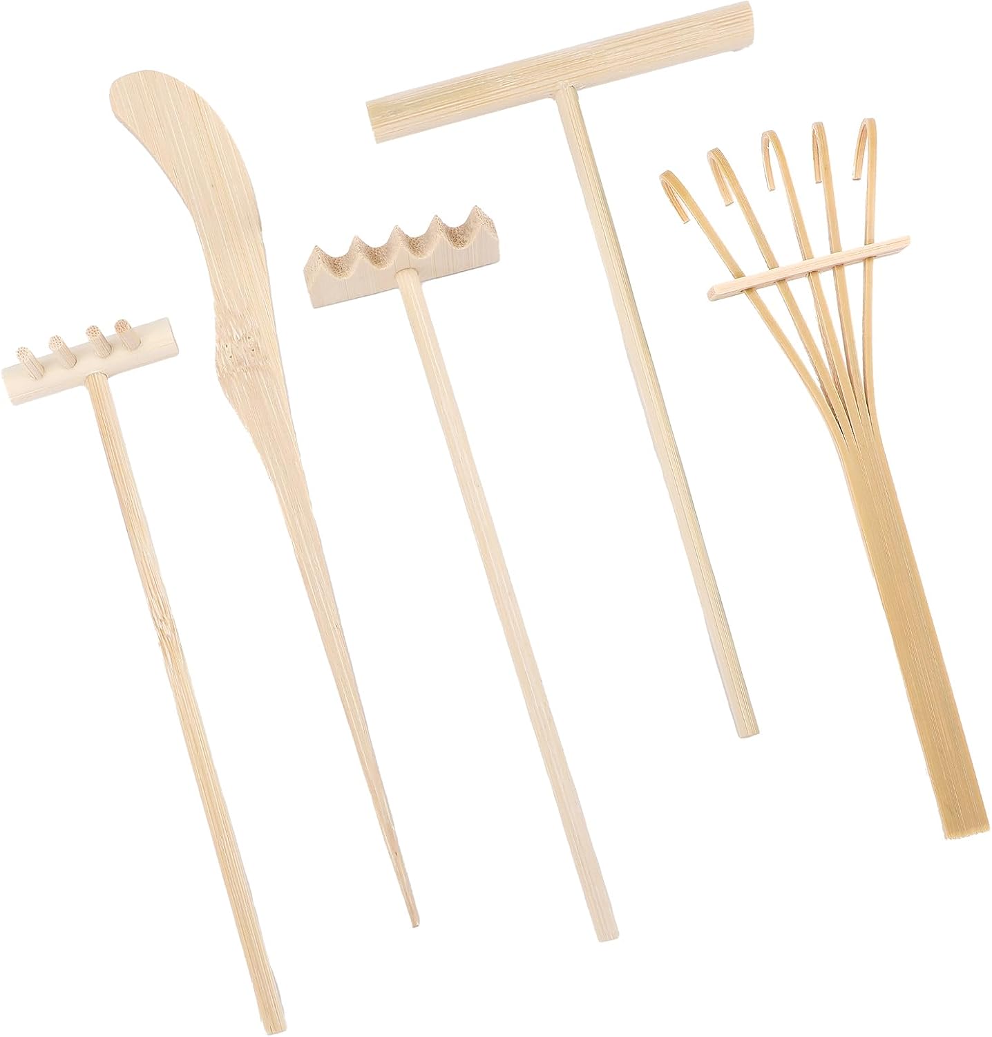 5 Pack Miniature Tabletop Rock Sand Zen Garden Accessories, Mini Zen Sand Rakes Bamboo Rock Garden Tray Rake Tools for Home Office Table