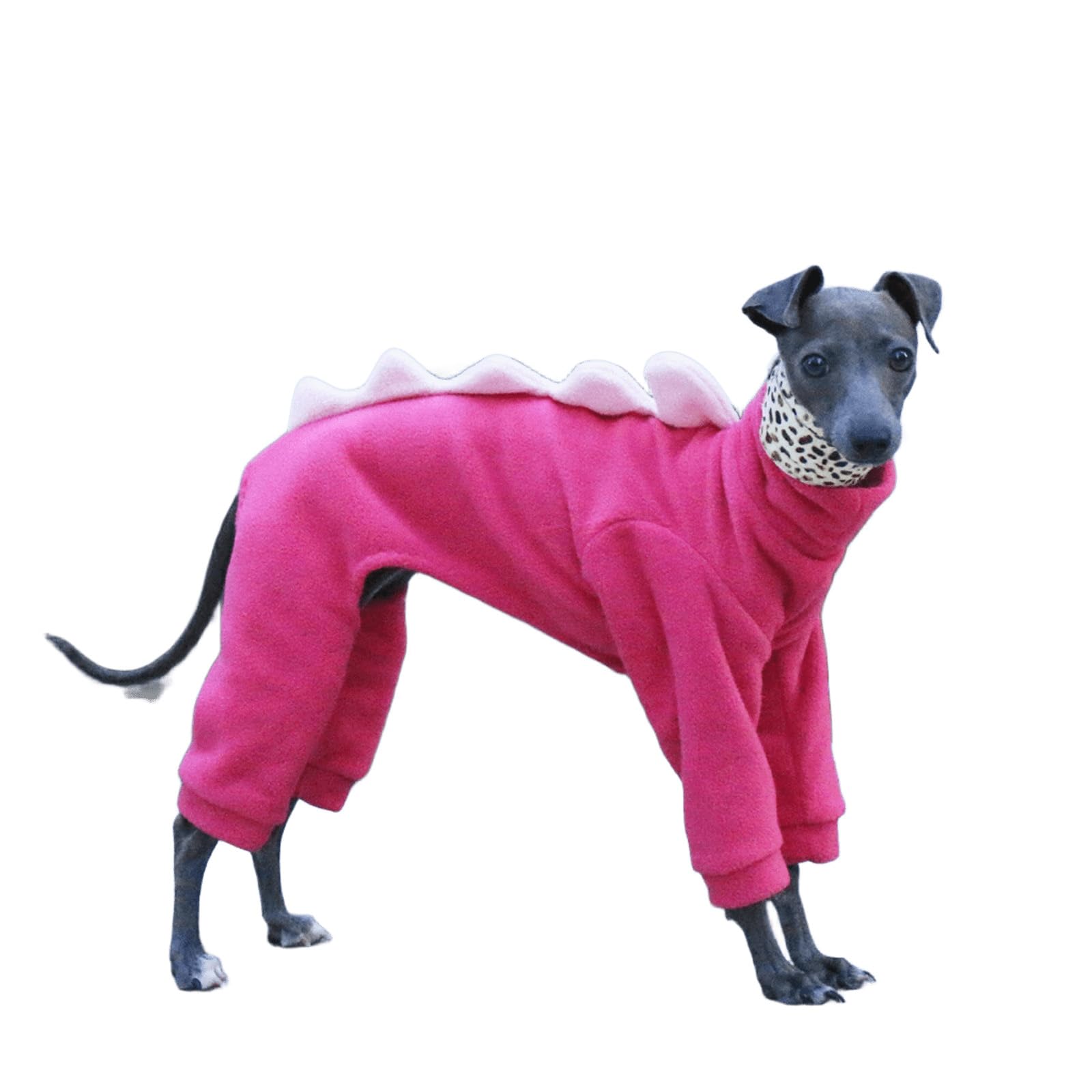 UOSIA Whippet Dog Fleece Dinosaur Onesie Turtleneck Cozy Dog Pyjamas For Italian Greyhound Full Body Warm Pet Winter Coat Jumpsuit For Medium Large Dogs