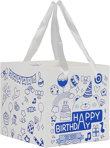 ywbag - Bolsa de regalo de cumpleaños con asa - Bolsa de regalo de cumpleaños de 10 piezas diseñada para pasteles pequeños y regalos pequeños