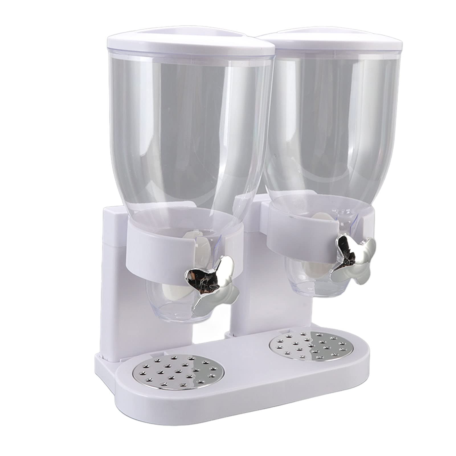 Jeffergarden Dispenser di Cereali, Contenitore per Alimenti Secchi a Doppio Scomparto in ABS, Organizer Ermetico da 7 Litri per Dispensa con Erogazione Controllata e Base con Chiusura a Rotazione