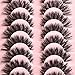 FARRED False Lashes Wispy Natural Strip Eyelashes 14mm Cat Eye Mink Lash Strips Full Volume Fake Cateye Eyelash Pack Natural Look 10 Pairs Short Thick Fluffy Pestañas Postizas for Women