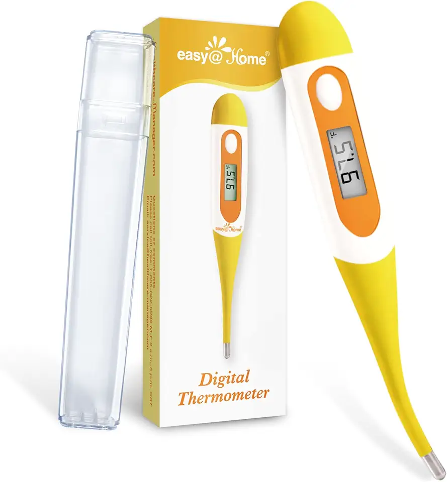 Easy@Home Digital Oral Thermometer for Fever Adults: Rectal, Underarm &amp; Mouth, Accurate &amp; Fast, Body Medical Temperature Thermometer for Baby Kids &amp; Adult, EMT-021N-Yellow