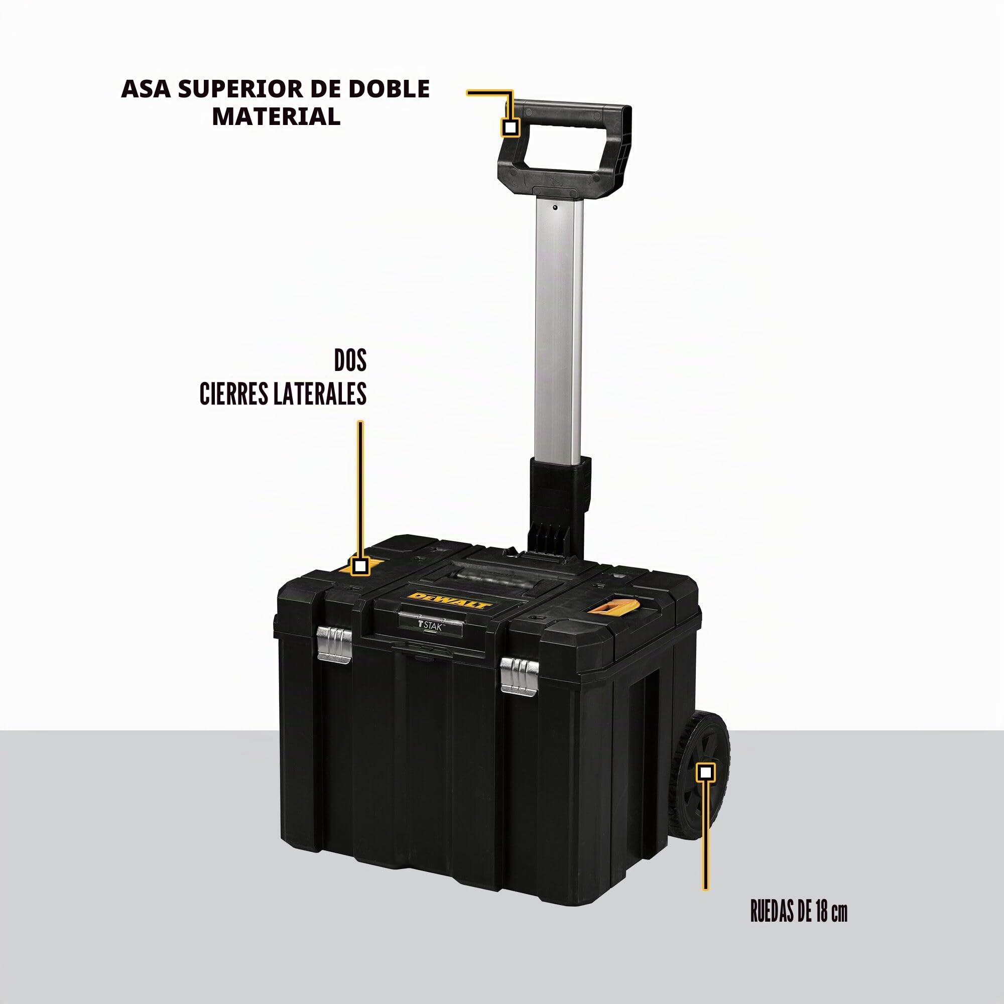 DEWALT Caja de herramientas con ruedas, TSTAK, caja profunda con ruedas (DWST17820)