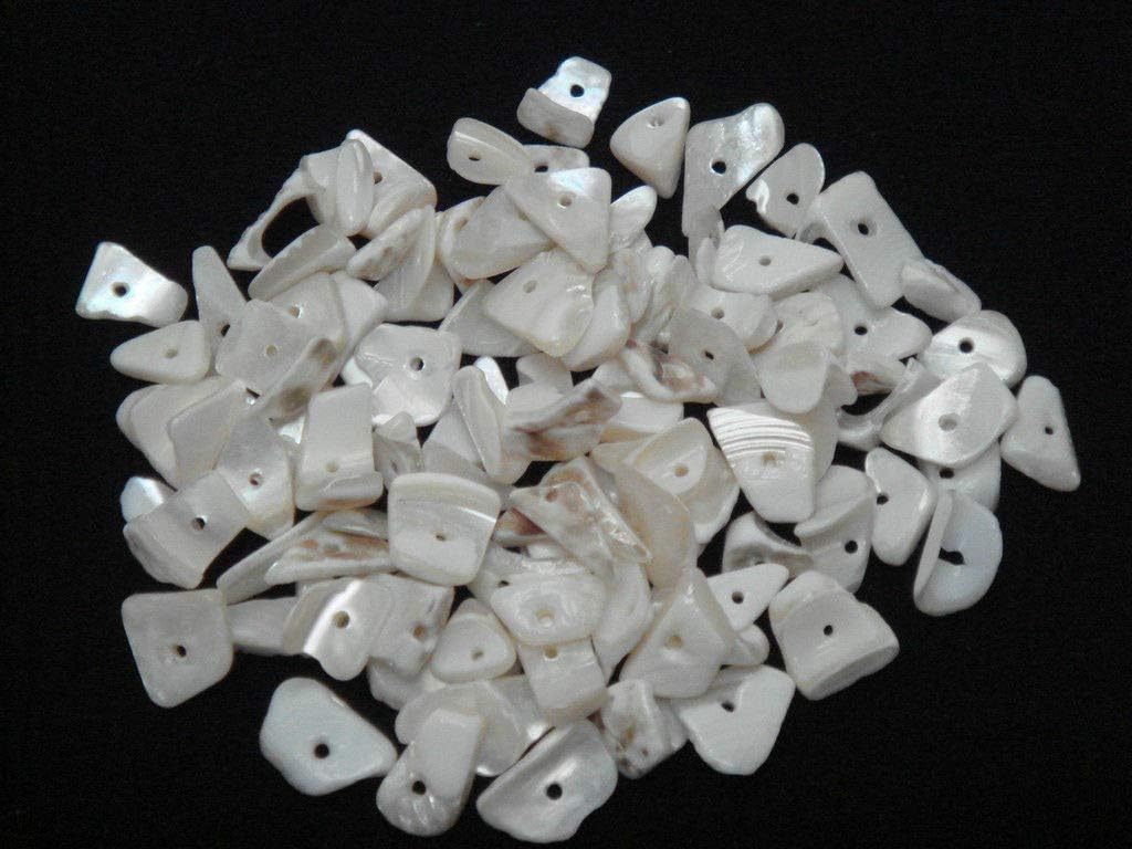 100 PCS White Mother of Pearl Shell Charm Chips Beads #T-426 Beach Wedding Nautical Decor Crafts - Beach Nautical