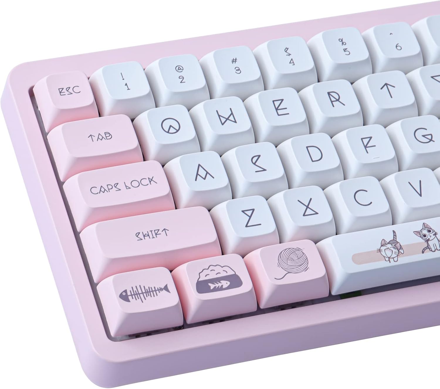 Wunzkii PBT Keycaps 133 Keys Pink Cat Keycaps DyeSublimation XDA