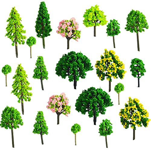 DAGORD Albero in miniatura Modello Set di 55 alberi in miniatura albero modello tavolo sabbia 11 stili 3-7 cm modello treno alberi plastica modello albero per fai da te paesaggio Landscape tavolo di