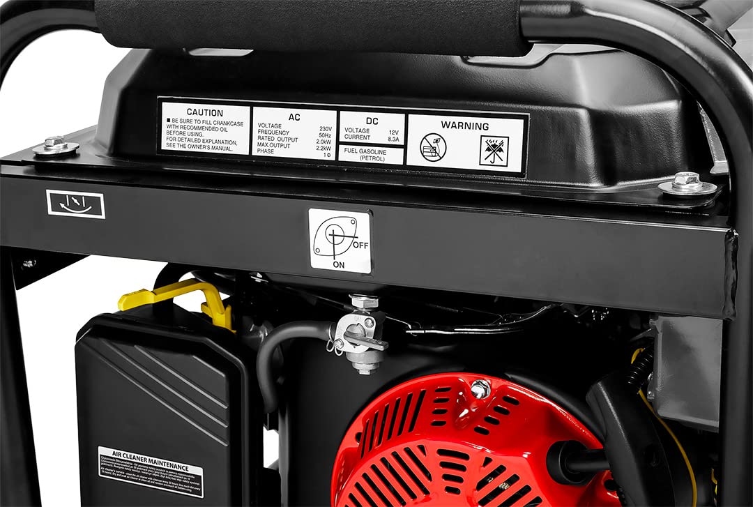 GRAPHITE Agregat prądotwórczy 2000 W-2200 W; prąd awaryjny; EURO V; AVR; silnik benzynowy 4,1 kW/6,56 kM; paliwo 92,95,98; pojemność zbiornika: 15 l, średnie zużycie paliwa: 2,44 l/h; waga: 40 kg