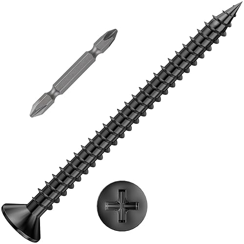 Miniatura 13 de (385 piezas) Tornillos de cabeza plana negros para madera, tornillos autorroscantes de cabeza plana para metal rápido, equipados con kit de anclaje