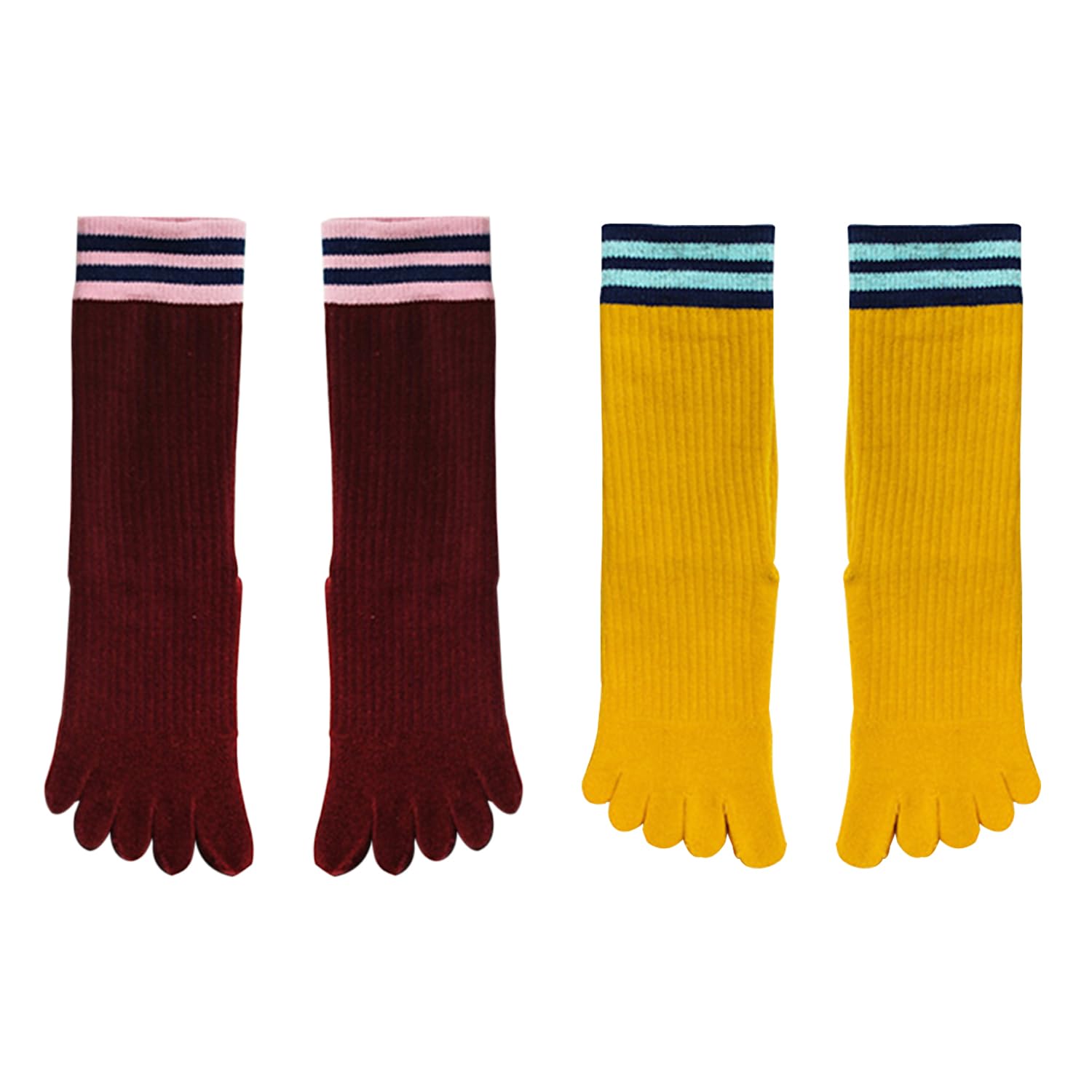 CQQNIU 2 Pairs Of High Toe Socks, Women'S Toe Socks, Women'S Sports Socks, Soft Cotton Socks, Elastic Socks