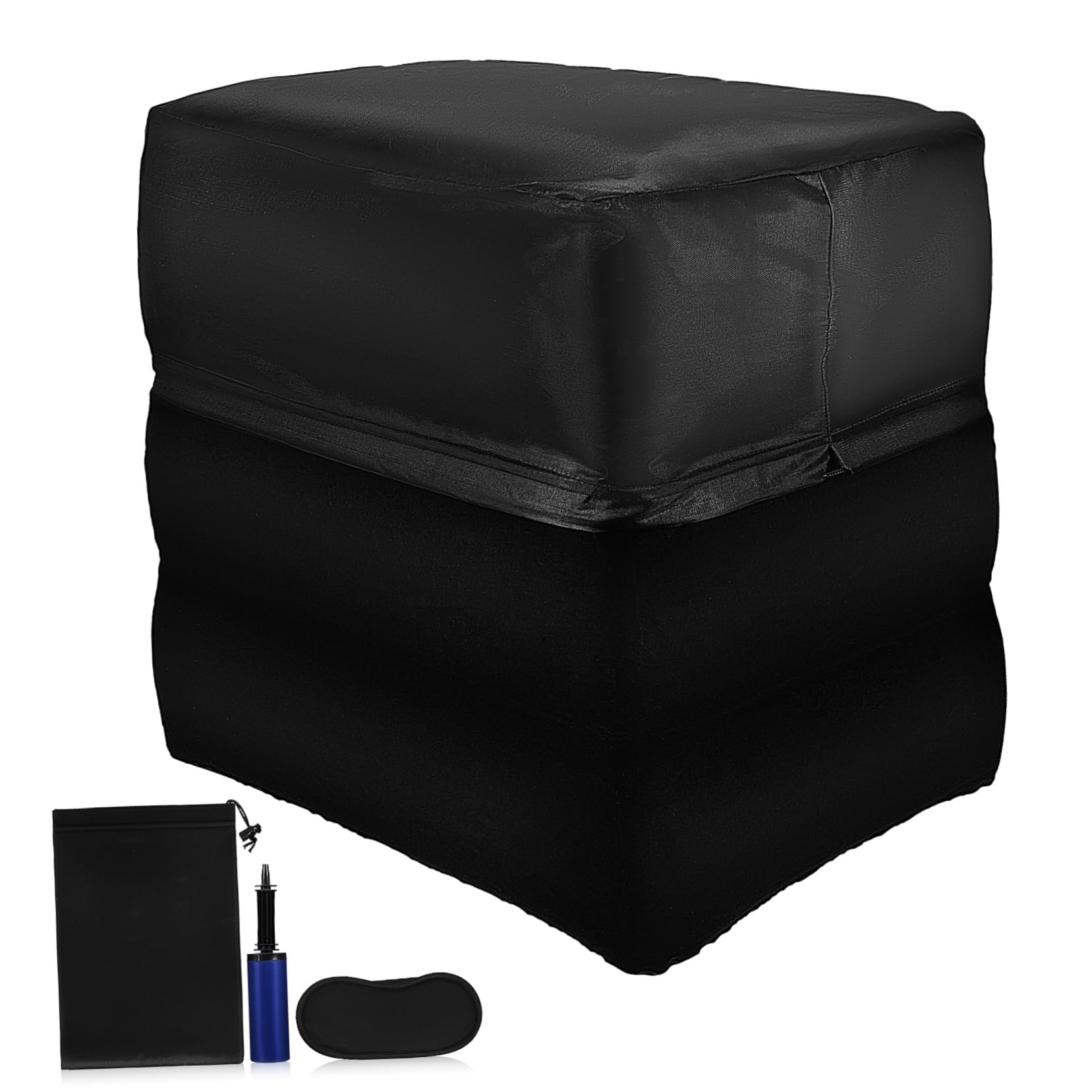 POPETPOP Inflatable Adjustable Foot Rest for Airplane Car Travel Portable Leg Pillow with Pump Storage Travel Essential for Comfort Support