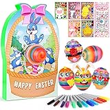 egge 【Ostereier Dekorationsset】 Produkt enthält 1 Eierdekorations Drehteller, 5 Plastikeier, 5 Emoji Aufkleber, 1 Diamant Aufkleber und 12 bunte, schnell trocknende Marker. Osterei Färbeset benötigt 3 AA Batterien (nicht im Lieferumfang enthalten).