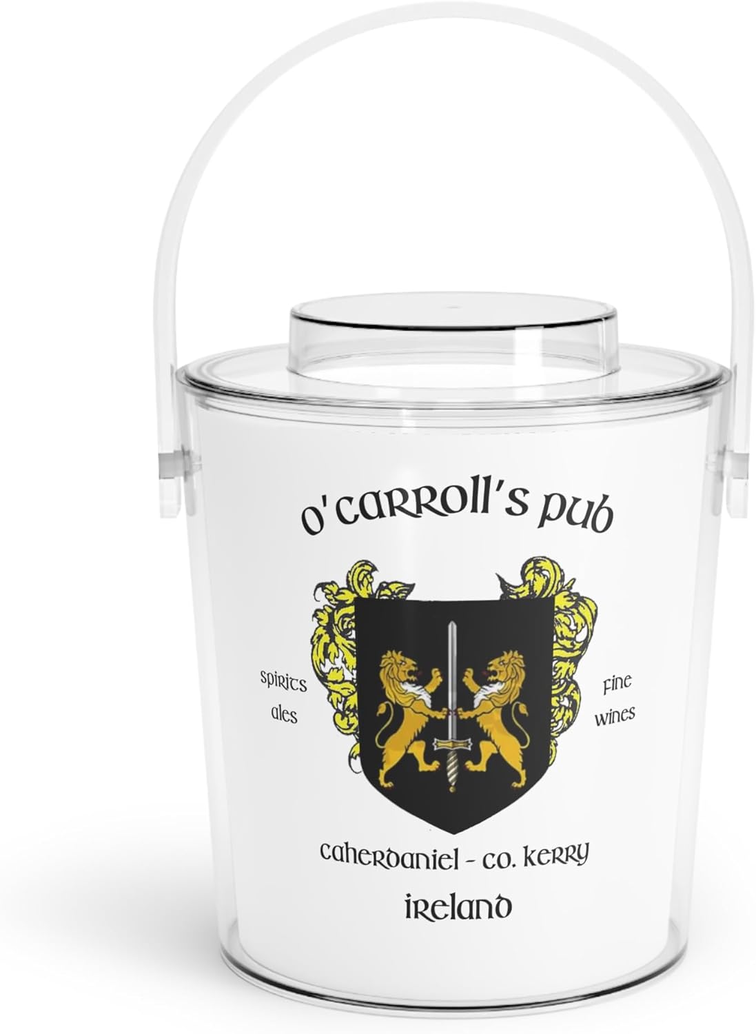 Authentic Irish Pub Ice Buckets with Tongs & Lid - Ireland Bar Souvenir from Over 200 Irish Bars Featuring Family Crest & Coat of Arms Designs (O'Carroll's Pub)