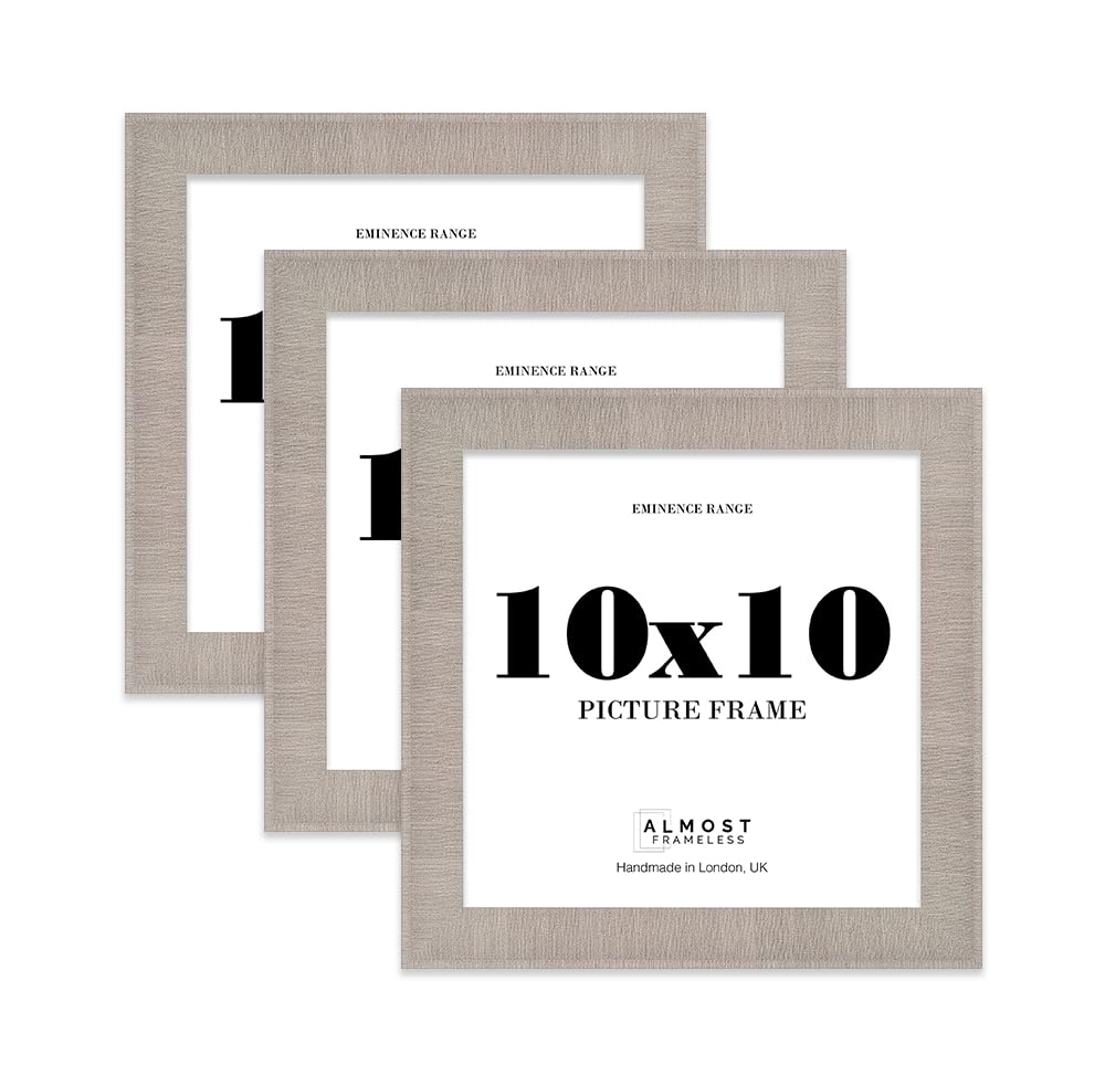 10x10" Distressed Green Picture Frame - Rustic Wood Industrial Effect Photo Frame for Wall Display, Ideal for Posters, Prints & Home Décor, Wall Hooks and Kickstand, 32mm Edge - 3 Pack
