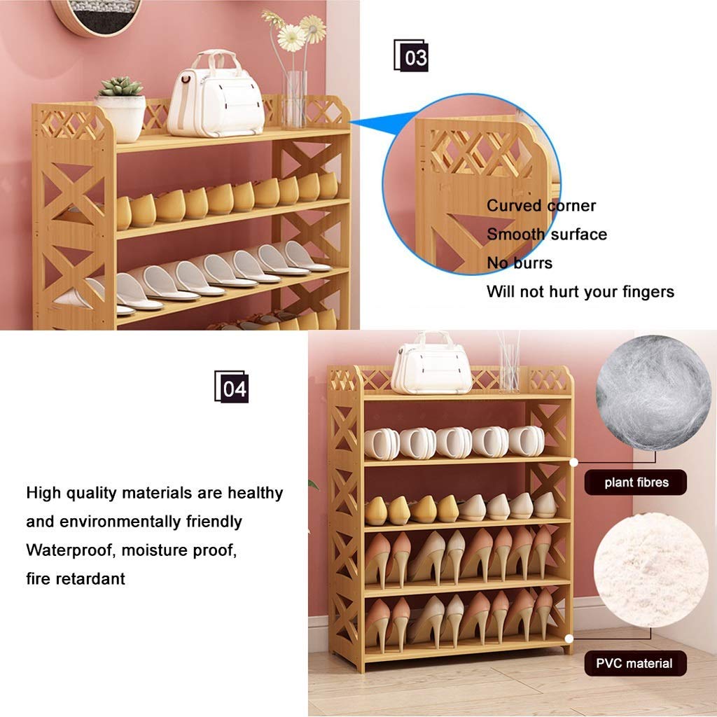 Scarpiere Scarpiera Facile da montare Scarpiera a 5 strati per uso domestico Scarpiera economica multifunzionale Risparmia spazio Alto 80 cm e volte; Larghezza 60 cm (colore naturale)
