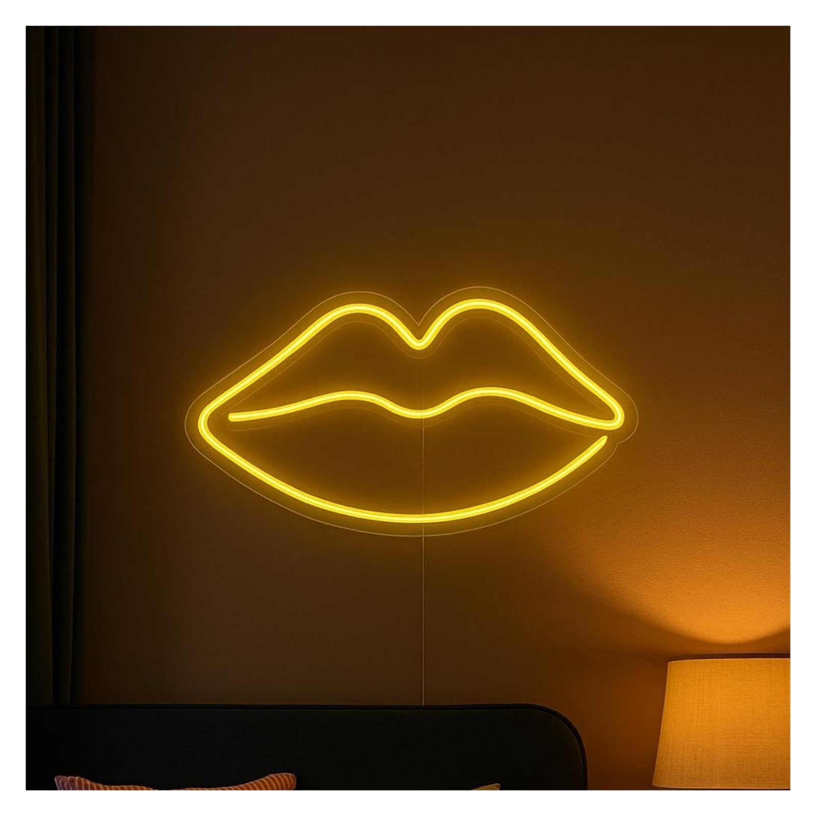 Shouxi D Sign Lamp Lips Neon Sign, Suitable For Aesthetic Room Or Salon Ecor With Immable 38Cm