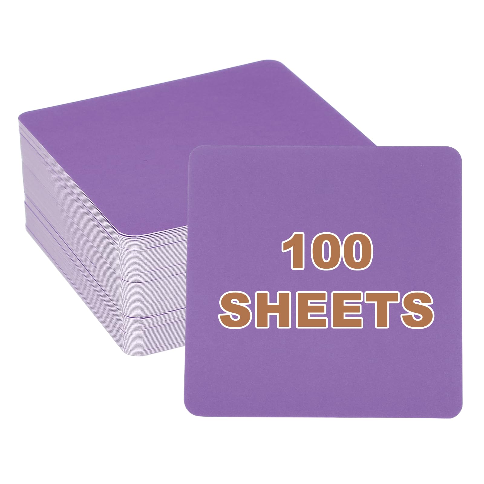 PATIKIL 4x4 Large Blank Cardboard Message Card, 100 Sheets 320GSM Square Thick Square Note Card Stock for Word Message DIY Flash Study Guide, Purple