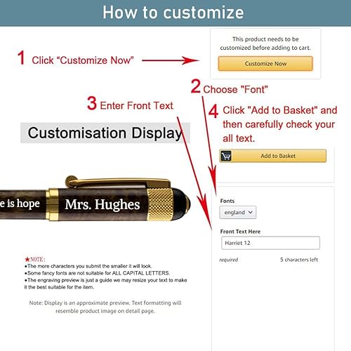 Miniatura 4 de Ancolo Bolígrafo personalizado con bolsa de regalo, tarjeta de regalo, bonito regalo de recuerdo, grabado con tu nombremensajenúmero de teléfono en