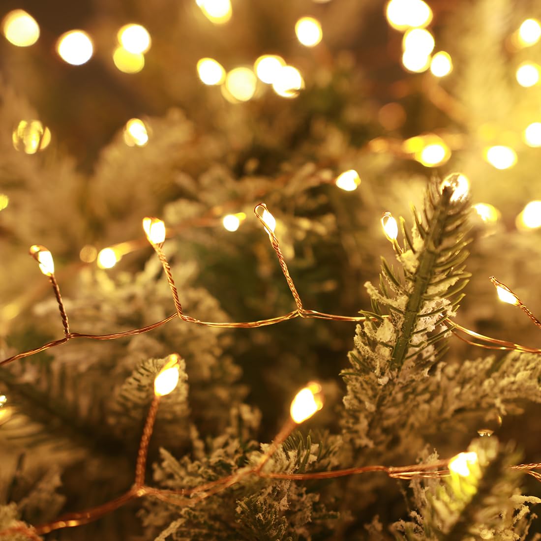 10m 300 LED luci a grappolo bianco caldo, con filo di rame e telecomando, luci per albero di Natale, per interni ed esterni, giardino, camera da letto, terrazza.
