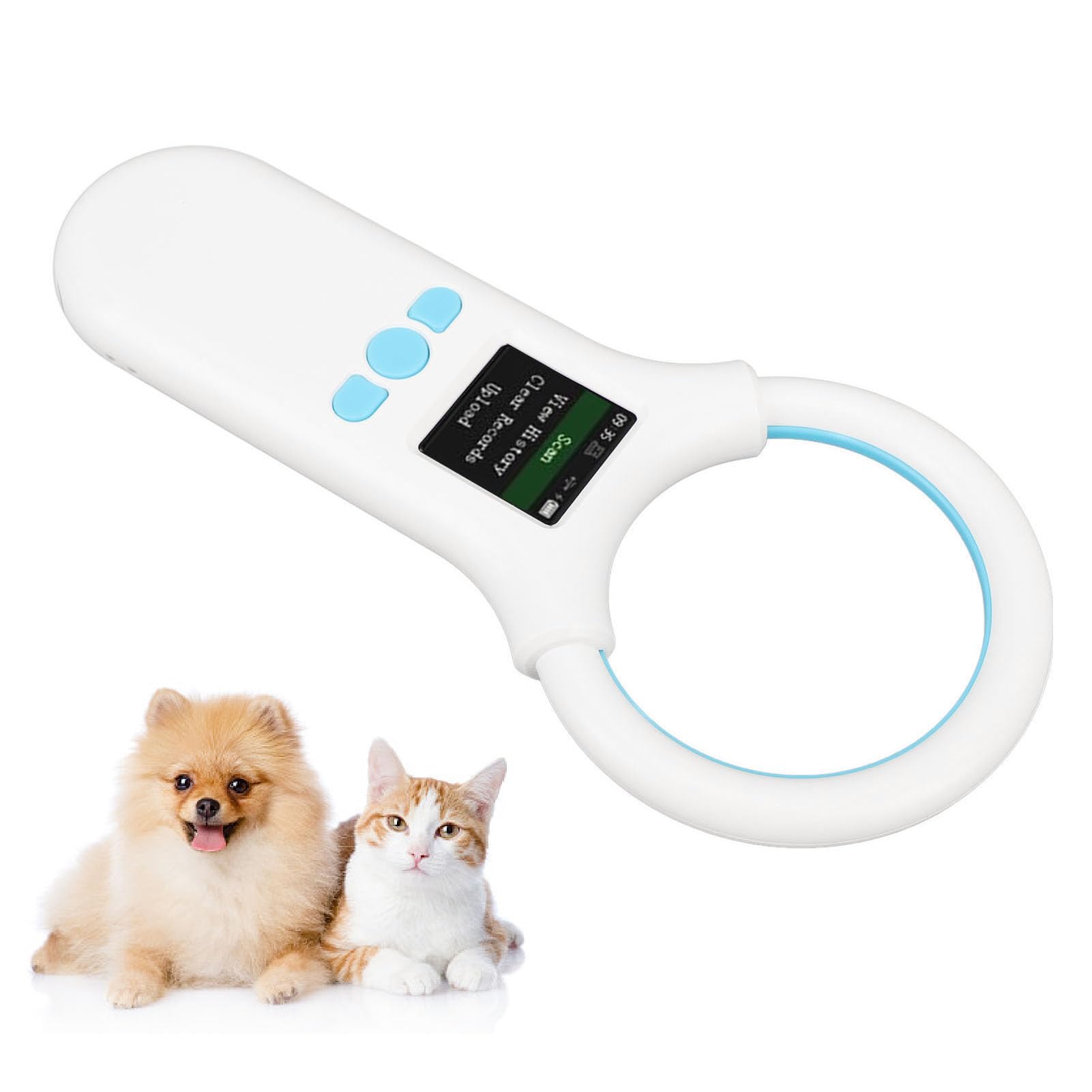 Asixxsix Scanner per Microchip per Animali Domestici, Lettore di Microchip per Animali con Archiviazione di 500 Record con Tecnologia di Scansione Avanzata per Proprietari di Domestici