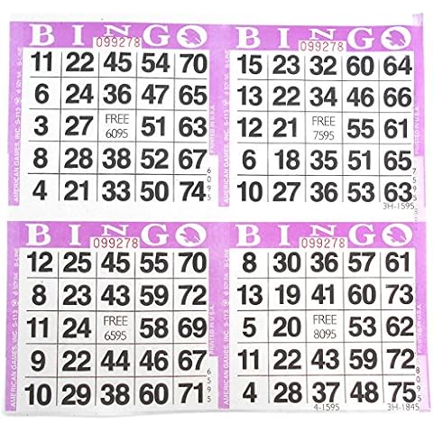 4 on Purple Bingo Paper Cards - 750 sheets - 3000 cards Cover
