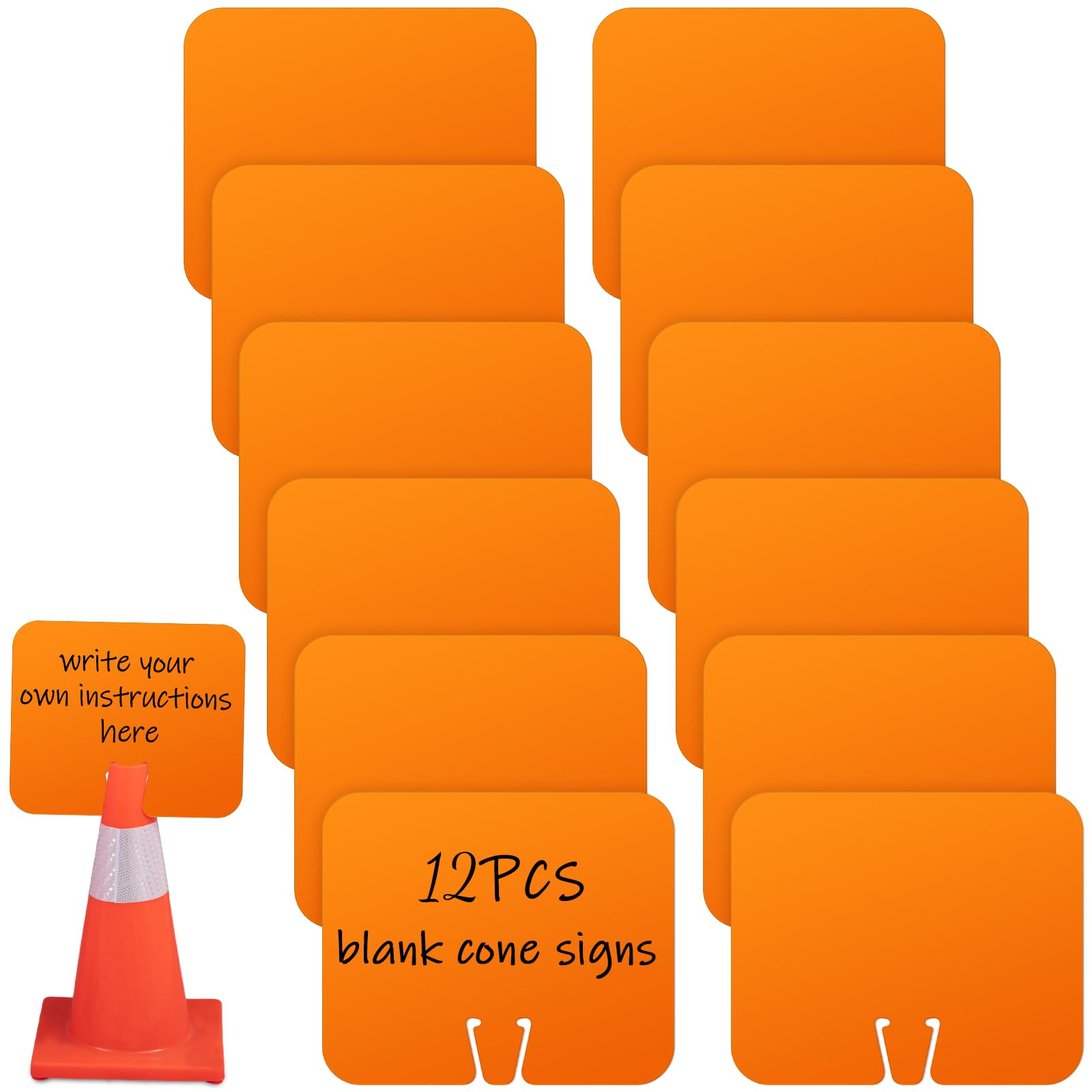 Geetery 6 Pcs Blank Traffic Cone Signs, 10.4"x12.6" Write-on Sign, Orange — Amazon image 13