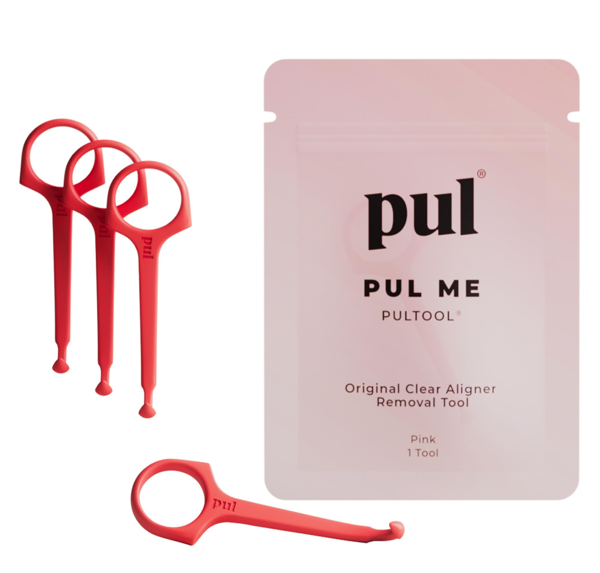 PUL Pack of 4 Reusable Clear Aligner Removal Tool — Compatible with Invisalign, Removable Braces, Retainers & Trays – Easy-to-Use Device Remover, Dental & Oral Hygiene Care Product – Pink
