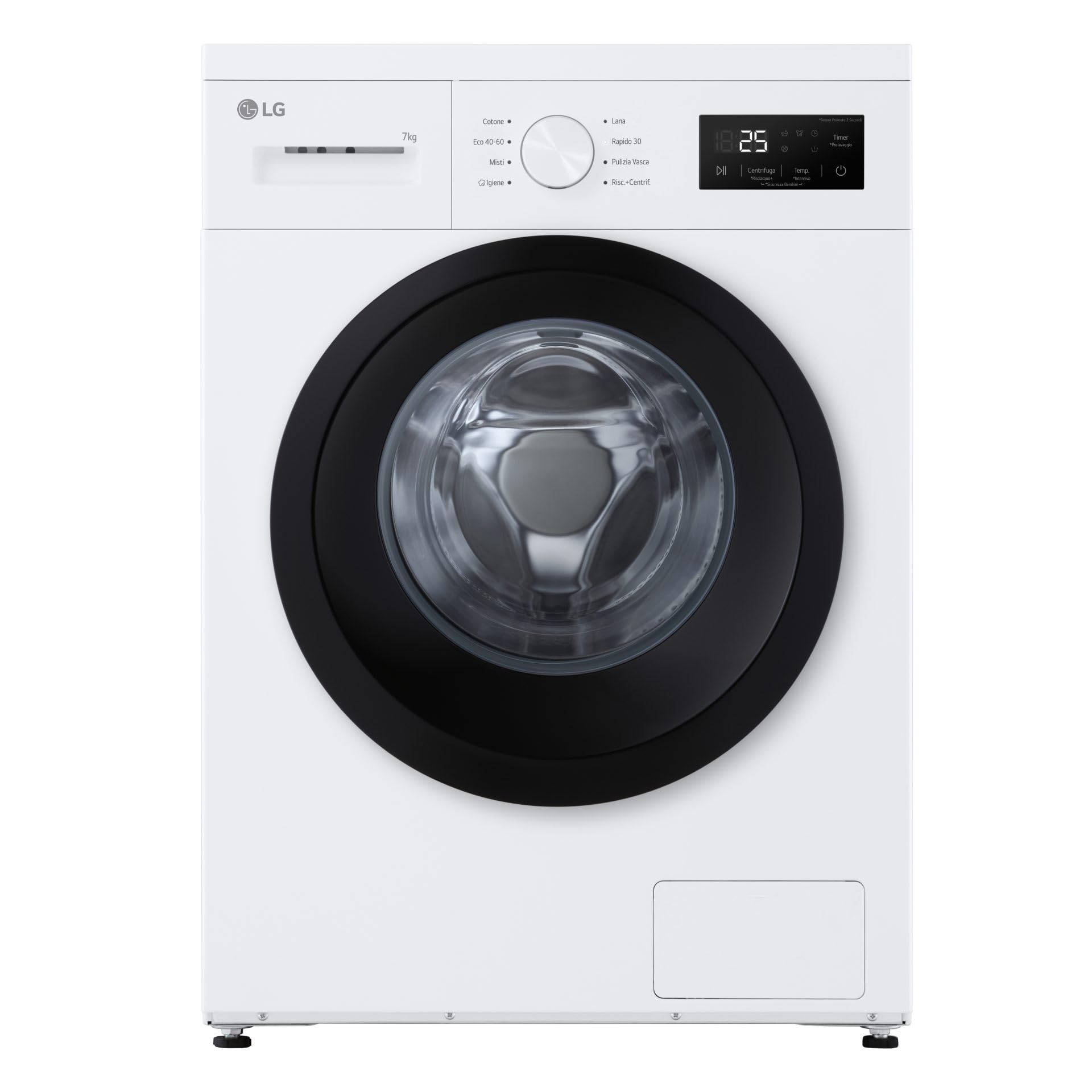 LG F4NA10S7NWK Waschmaschine Slim 7 kg Frontlader Serie A1, Klasse A, 1400 Umdrehungen, Hygieneprogramm mit Dampf, Schnellwäsche, Wollprogramm, freistehend, schlichtes Design, Weiß