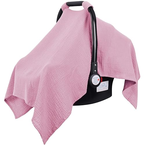 Metplus Funda de muselina para asiento de automóvil para bebés, funda de cochecito de automóvil, fundas para cochecito de bebé para niños y niñas,